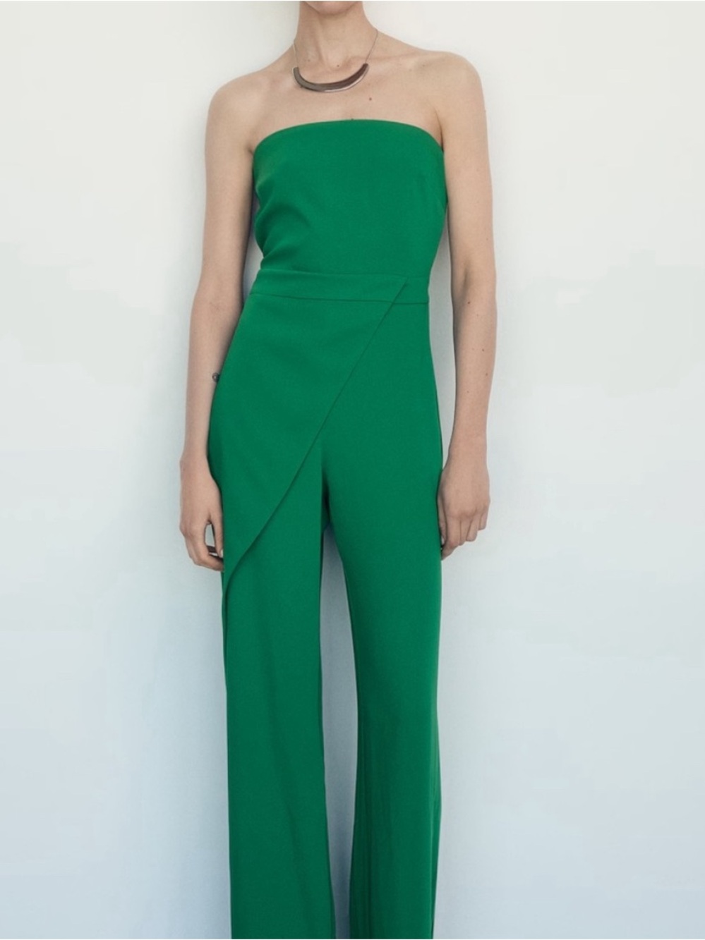Mango Strapless Emerald Green Jumpsuit